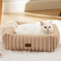 Bedsure ComfyFleece™ Cute Dog Bed for Small Dogs & Cats - Washable Furry Puppy Beds, Rectangle Orthopedic Corduroy Fleece Pet Beds with Removable Zipper Cover, 20x19x6inches, Sandy Beige