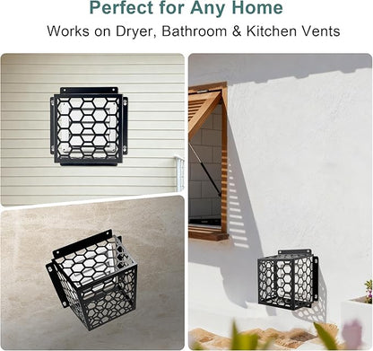 Dryer Vent Bird Guard - Universal Fits for 3" to 4" Dryer Vents & Exhaust Fan Ventilation Cover (Kitchen/Bathroom), Steel Ventilation Bird Cage, Black