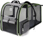 Lekebobor Large Cat Backpack Carrier Expandable Pet Carrier Backpack for Small Dogs Medium Cats Fit Up to 18 Lbs,Dogs Foldable Puppy Backpack Carrier for Travel, Hiking,Grey with Green Edge,L