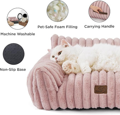 Bedsure ComfyFleece™ Cute Dog Couch for Medium Dogs - As Seen on TV on Good Day New York, Dog Couch Bed with Removable, Washable Cover, Supportive Pet Sofa, for Medium Large Dogs, 36inch, Blush Pink