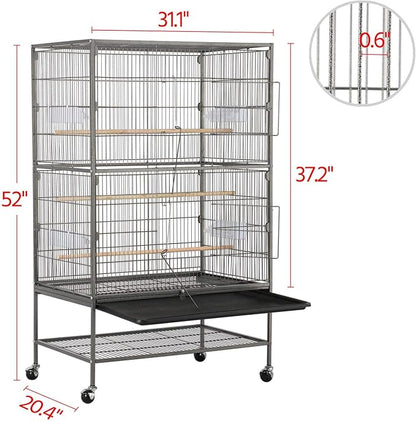Topeakmart Wrought Iron Large Flight Parrot Bird Cage with Rolling Stand for Multiple Parakeets Conure Cockatiel Cage