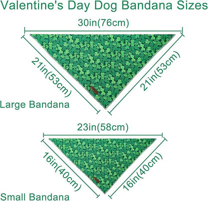 St. Patrick's Dog Bandana, UP URARA PUP Shamrock Triangle Bid Scarf for Medium Large Dogs, Cotton Kerchief for Girl Boy Puppies, Cute Spring Green Bandana,S