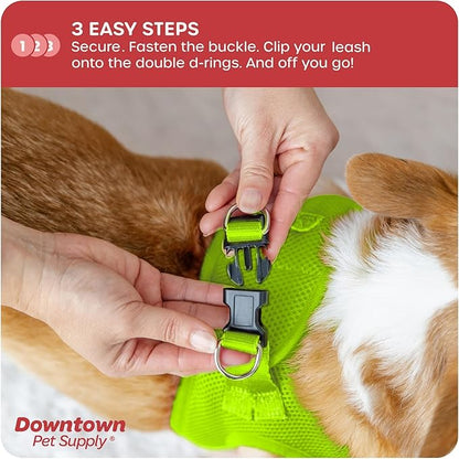 Downtown Pet Supply Step-in Dog Harness – No Pull, Adjustable Padded Mesh with Reflective Trim, Secure Buckle Strap – Comfortable & Breathable Small Dog Harness, Small, Atomic Yellow