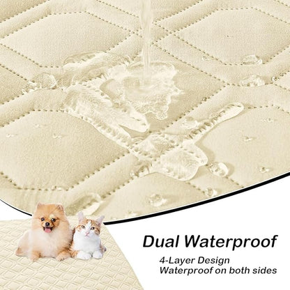 hyha Waterproof Dog Bed Blanket, Soft Pet Blankets, Waterproof Couch Cover for Dogs, Reversible Sofa Covers Washable for Furniture (40x90 Inch, Beige/Beige)
