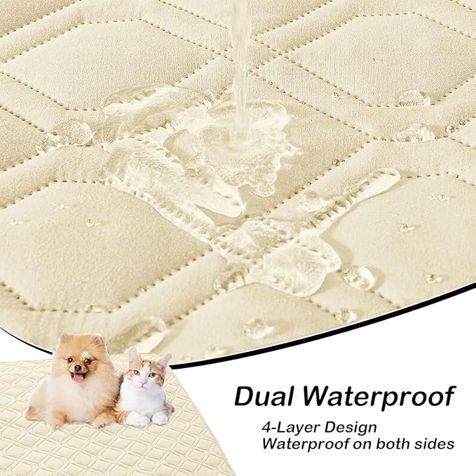 hyha Waterproof Dog Bed Blanket, Soft Pet Blankets, Waterproof Couch Cover for Dogs, Reversible Sofa Covers Washable for Furniture (68x82 Inch, Beige/Beige)