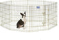 MidWest Homes for Pets Folding Metal Puppy / Dog Exercise Pen, Indoor/Outdoor Playpen with Door, 16 Sq Feet of Play Space, 30-Inches Tall, Gold Zinc