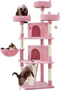 Yaheetech 68.5in Cat Tree for Large Cats, Multi-Level Cat Tower with 3 Wide Perches, Large Condo, Stable Pet Play House w/Sisal-Covered Scratching Posts & Board, Pink