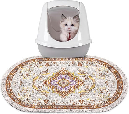 Bienbee Cat Litter Mat, 24" x 15" Litter Box Mat Rug with Non-Slip Bottom,Urine and Water Proof, Easy to Clean Cat Supplies Essentials for Indoor Kitty Kitten Floor, Brown M