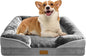 Orthopedic Dog Bed with Sides - Dog Sofa Beds for Medium Dogs, Supportive Foam Pet Couch Bed with Washable Removable Cover, Waterproof Lining and Non-Slip Bottom, Grey - M