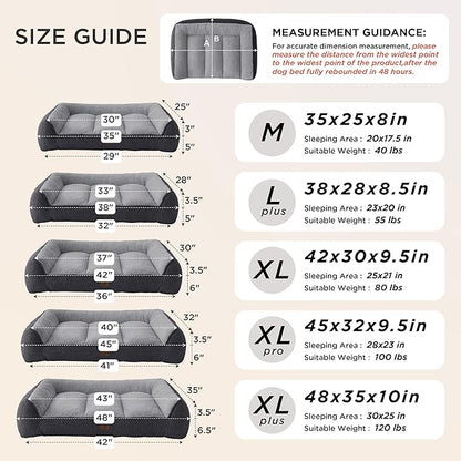 Bedsure SupportMax™ XL Orthopedic Dog Beds Large Sized Dog - Extra Thick Supportive Dogs Couch with Waterproof Washable Cover, Extra Large Comfort Pet Sofa with Soft Sherpa & Nonskid Bottom, Grey, 42"