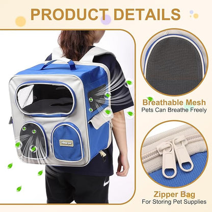 Pet Backpack Carrier, Portable and Ventilated, Nylon Dogs Cats and Small Animals Travel Bag 14.96", (Green, 1 Pcs), Intended for Hiking/Camping/Traveling