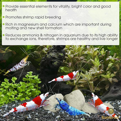 SunGrow Shrimp Rocks, Calcium, Magnesium Rocks for Crayfish, Hermit Crab, Snails, Crustacean Care, Aquarium Decor for Crystal Red, Amano and Ghost Shrimps, Nano Tank Accessories, Fish Tank Supplies