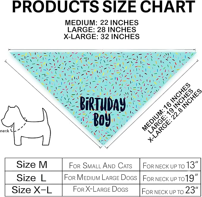 Birthday Boy Dog Bandanas 1 Pack, Blue Birthday Dog Scarfs, HBD Pet Scarves for Birthday Boy Party Bandanas for Medium and Large Dogs (Blue, Large)
