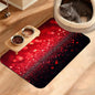 Red Gradienr Feeding Mat,Black Glitter Absorbent Quick-Dry Cat Dog Food and Water Bowl Mats,Non-Slip Rubber Backing Mat,Cat Dog Accessories Supplies 16" x 24"