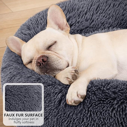 MIXJOY Orthopedic Dog Bed Comfortable Donut Cuddler Round Pet Beds Ultra Soft Washable Dog and Cat Cushion (20''/23''/30'') (23'', Grey-Blue)
