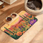 Pet Feeding Mat,Cactus Absorbent Dog Cat Food Mat Desert Dog Mat with Rubber Backing,Non-Slip Water Bowl Placemat,Pet Supplies 12" x 20"
