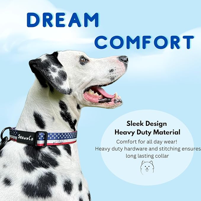 ShawnCo Dream Walk Dog Collar- Premium, Adjustable and Comfortable Pet Collar for Small, Medium, Large and Extra Large Dogs (L, Mustang Red)