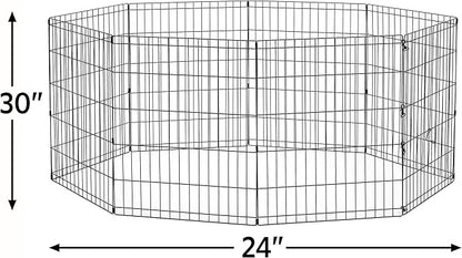MidWest Homes for Pets Folding Metal Puppy / Dog Exercise Pen, Indoor/Outdoor Playpen with No Door, Provides 16 Sq Feet of Play Space, 30-Inches Tall, Black E-Coated
