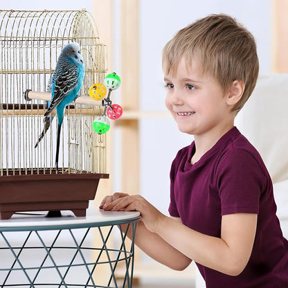 Stand Perch Toy with Rotating Balls for Birds, Parakeets, Budgies, Cockatiels, Parrots, Budgerigars, Conures, Parrotlets, Ringnecks, Lovebirds (2Pcs)