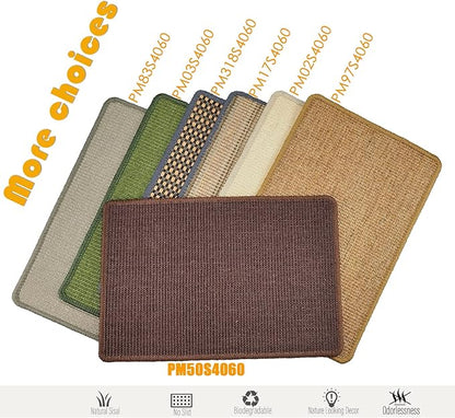 Cat Scratching Mat, 23.6 x 15.7inch Sisal Cat Scratchers for Indoor Cats with Velcro Tapes,Stick on Floor Wall Cat Scratcher,Horizontal Cat Scratcher Protect Carpets and Sofas (Dark Brown)…