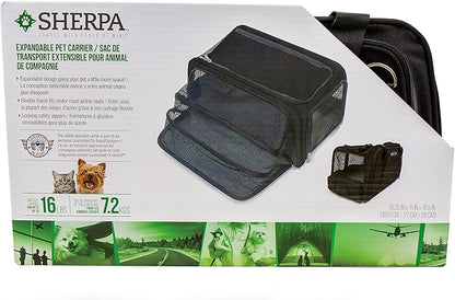 Sherpa Expandable Travel Pet Carrier, Airline Approved & Guaranteed On Board - Black, Medium