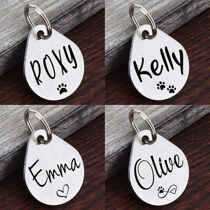 Ultra Joys Dog ID Tag, Custom Dog Tag Personalized Cat Tag, Pet ID Tag, Brushed Stainless Steel Teardrop Dog Tag Silver Medium