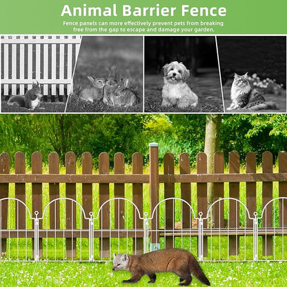 30 Pack White Decorative Garden Fence, 17in x33ft Garden Fencing Animal Barrier for Dogs, Rustproof Metal Fence Panels with Ground Stake, Arched Flower Bed Edging Borders for Yard & Patio