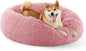 Bedsure Calming Dog Bed for Medium Dogs - Donut Washable Medium Pet Bed, 30 inches Anti-Slip Round Fluffy Plush Faux Fur Cat Bed, Fits up to 45 lbs Pets, Mauve Blush