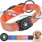 Airtag Dog Collar with Waterproof Air Tag Holder, Luminous Reflective, Soft Padded, Adjustable Nylon Pet Collar for Small Medium Large Heavy Duty Dogs,Orange, L