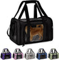Pet Travel Carrier Bag – Airline Approved Soft-Sided Dog & Cat Carrier, Foldable, Breathable Mesh, Washable Pad – Fits Pets up to 15 lbs – The Pup Quartet (Black)