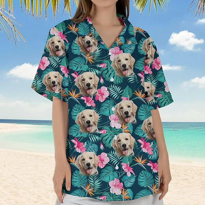 DILYPOD Custom Hawaiian Shirt with Face, Personalized Button Down Hawaiian Shirts for Men, Women, Photo Hawaiians Shirt