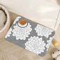 Dahlia Dog Cat Food Mat,Gray White Flowers Absorbent Pet Feeding Mat with Rubber Backing,Non-Slip Water Bowl Placemat,Indoor Pet Accessories Supplies 16"x24"