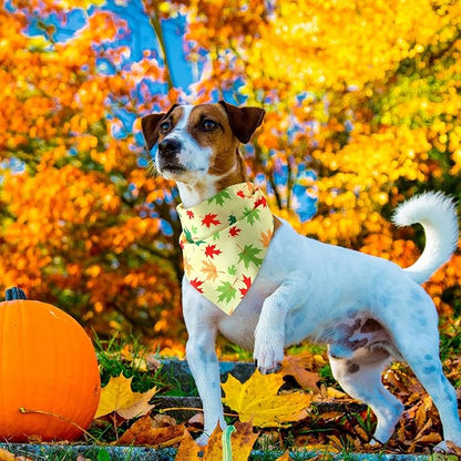 Weewooday 50 Pcs Thanksgiving Fall Dog Bandanas Bulk Pumpkin Maple Leaves Autumn Bandanas for Bibs Adjustable Scarf for Small Medium Large Pet Cat Costume(Leaves Pattern, 19.7 x 13.8 x 13.8 Inch)