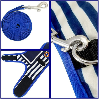 Cat Harness and Leash for Walking Escape Proof, Adjustable Cat Vest Harness, Padded Stylish Cat Walking Jackets, Sailor Suit Navy, Medium