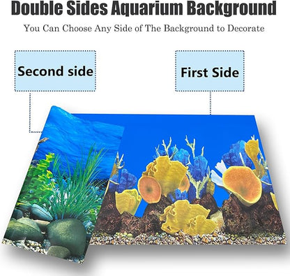 Aquarium Background Seabed Coral Rock Water Plants Fish Tank Backdrop 10 20 Gallon Fish Tank Background for Aquarium