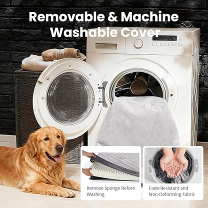OhGeni Orthopedic Waterproof Dog Bed for Large Dogs, Machine-Washable Removable Cover in Easy-Clean Fabric, High Density Foam & Easy-Carry Handle, Suitable for Crate, 41 inch (Gray)