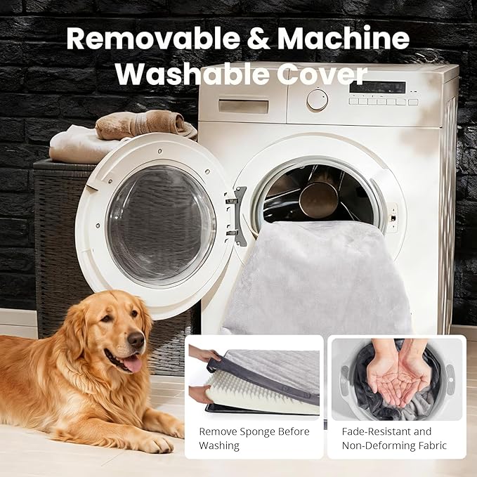 OhGeni Orthopedic Waterproof Dog Bed for Small Dogs, Machine-Washable Removable Cover in Easy-Clean Fabric, High Density Foam & Easy-Carry Handle, Suitable for Crate, 24 inch (Gray)