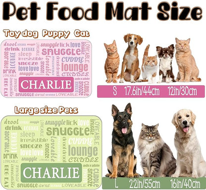 Personalized Dog Cat Food Mat Waterproof Non Slip Pet Bowl Mat Absorbent Quick Dry Custom Name Feeding Mat for Floors Dog Cat Supplies Claw