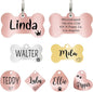 Ultra Joys Custom Personalized Dog ID Tag - Brushed Stainless Steel Bone, Rose Gold, Small