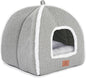 Cat Bed for Indoor Cats - Cat Cave Bed Cat House Cat Tent with Removable Washable Cushioned Pillow, Soft and Self Warming Kitten beds,Cat Beds & Furniture （Large Grey）