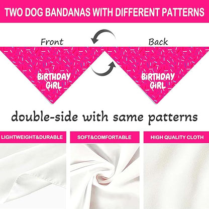 Birthday Girl Dog Bandanas 1 Pack, Pink Dog Scarfs for Puppy, Pet Scarves HBD Bandanas for Small Medium Large Dogs (Birthday Girl, One Size)