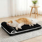 Orthopedic Jumbo Dog Bed Large Sized Dog with Pillow 56''X40'' Waterproof Soft Comfortable Egg Crate Foam Pet Crate Beds Mat with Removable Washable Cover and Non-Slip Bottom, Black