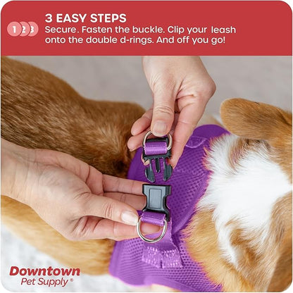 Downtown Pet Supply Step-in Dog Harness – No Pull, Adjustable Padded Mesh with Reflective Trim, Secure Buckle Strap – Comfortable & Breathable Small Dog Harness, Large, Purple