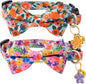 Faygarsle 2 Pack Cat Collar with Bell Breakaway Bowtie for Male Female Cats Pink Purple Flower Floral Spring Summer Cat Collar for Boy Girl Cats
