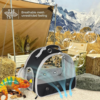 Ventilation Carrier for Bearded Dragon,Guinea Pig Carrier,Guinea Pig Carrier for 2,Reptile Travel Carrier for Lizards Sugar Glider Hedgehog Rat Parrot Birds,Airline Approved Black