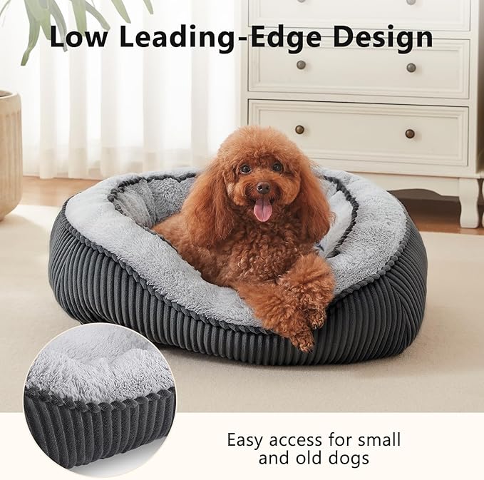 SIWA MARY Medium Dog Beds for Medium Small Dogs Washable, Rectangle Dog Bed Medium Size Dog, Orthopedic Warming Soft Calming Sleeping Puppy Bed Durable Pet Bed with Anti-Slip Bottom(25"x21"x8")