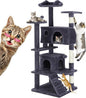 54 Inches Cat Tree Tower Condo Furniture, Multi-Level Cat Tower Condo Activity Center for Indoor Cats, Climbing Tree Cat House Padded Plush Perch, Kittens Pet Play House with Pom-pom, Pink