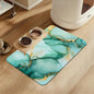 Green Marble Pet Feeding Mat for Floors–Christmas Stocking Absorbent Quick Dry Dog Cat Bowl Mat for Food and Water, Non Slip Waterproof Base, Mess-Free Feeding Accessories 12"x20"