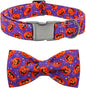 Dog Collar - Halloween Pumpkin Bowtie Pet Collar Gift Soft Bow Collar Pet Adjustable Metal Buckle Puppy Collars for X-Small Dogs