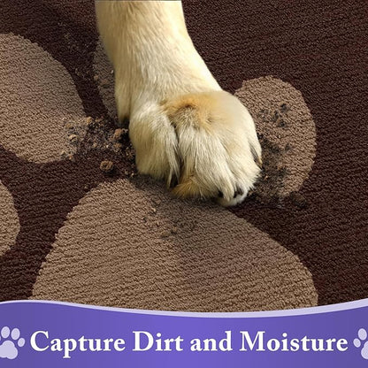 Buganda Dog Door Mat for Muddy Paws, Absorbent Dirt Trapper Non Slip Indoor Doormats, Washable Low-Profile Mat for Mud Dogs, Entryway Carpet for Inside Floor (70x47 Inches, Brown)